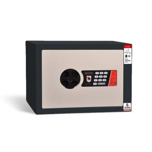 #17 MINISAFE S25 ELECTRO – Bezpečnostní schránka černo-bílá, elektronický zámek, 350 x 250 x 260 mm