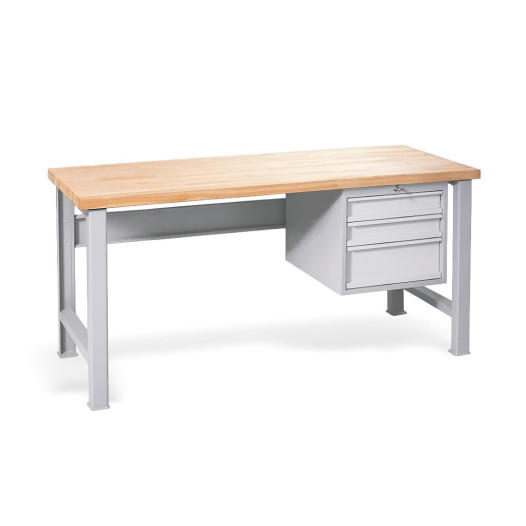 Pracovní stůl se 3 závěsnými zásuvkami a pevnými nohami, 1700 mm