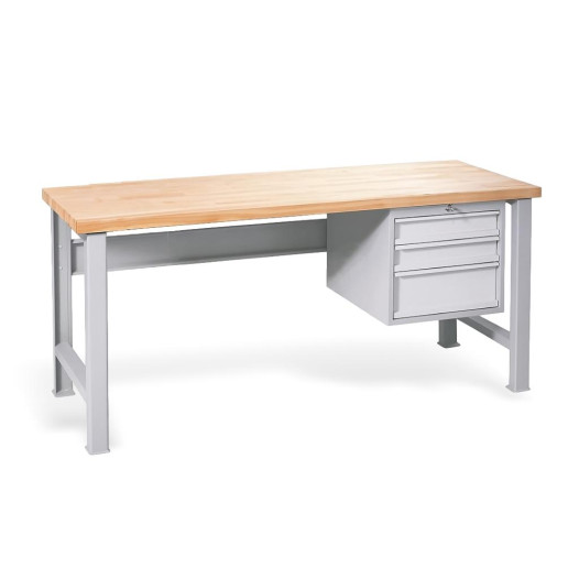 Pracovní stůl se 3 závěsnými zásuvkami a pevnými nohami, 2000 mm