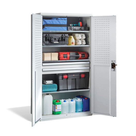 Skříň na nářadí s vysokou nosností, 4 police + 2 zásuvky