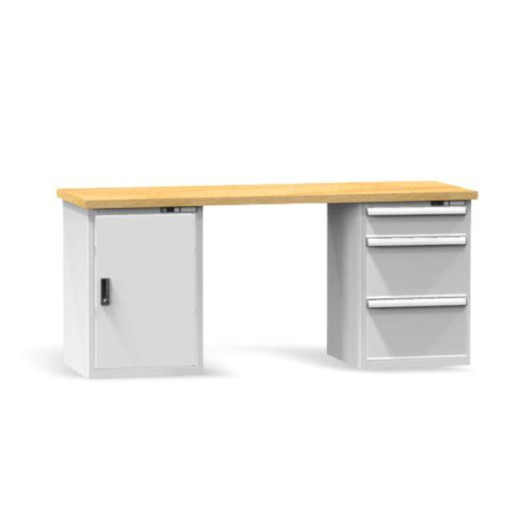 Pracovní stůl se skříňkou a třemi zásuvkami, 2000 mm