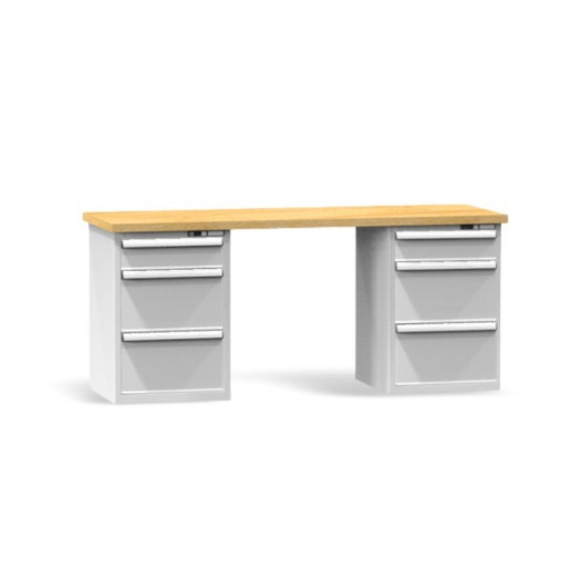 Pracovní stůl se třemi zásuvkami na obou stranách, 2000 mm