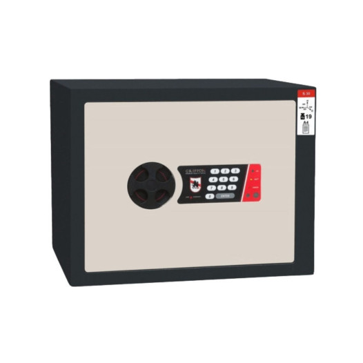 #17 MINISAFE S30 ELECTRO – Bezpečnostní schránka černo-bílá, 380 x 300 x 320 mm
