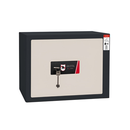 #17 MINISAFE S30 KEY – Bezpečnostní schránka černo-bílá, 380 x 300 x 320 mm