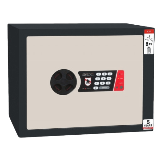 #17 MINISAFE S30 ELECTRO – Bezpečnostní schránka černo-bílá, 380 x 300 x 320 mm
